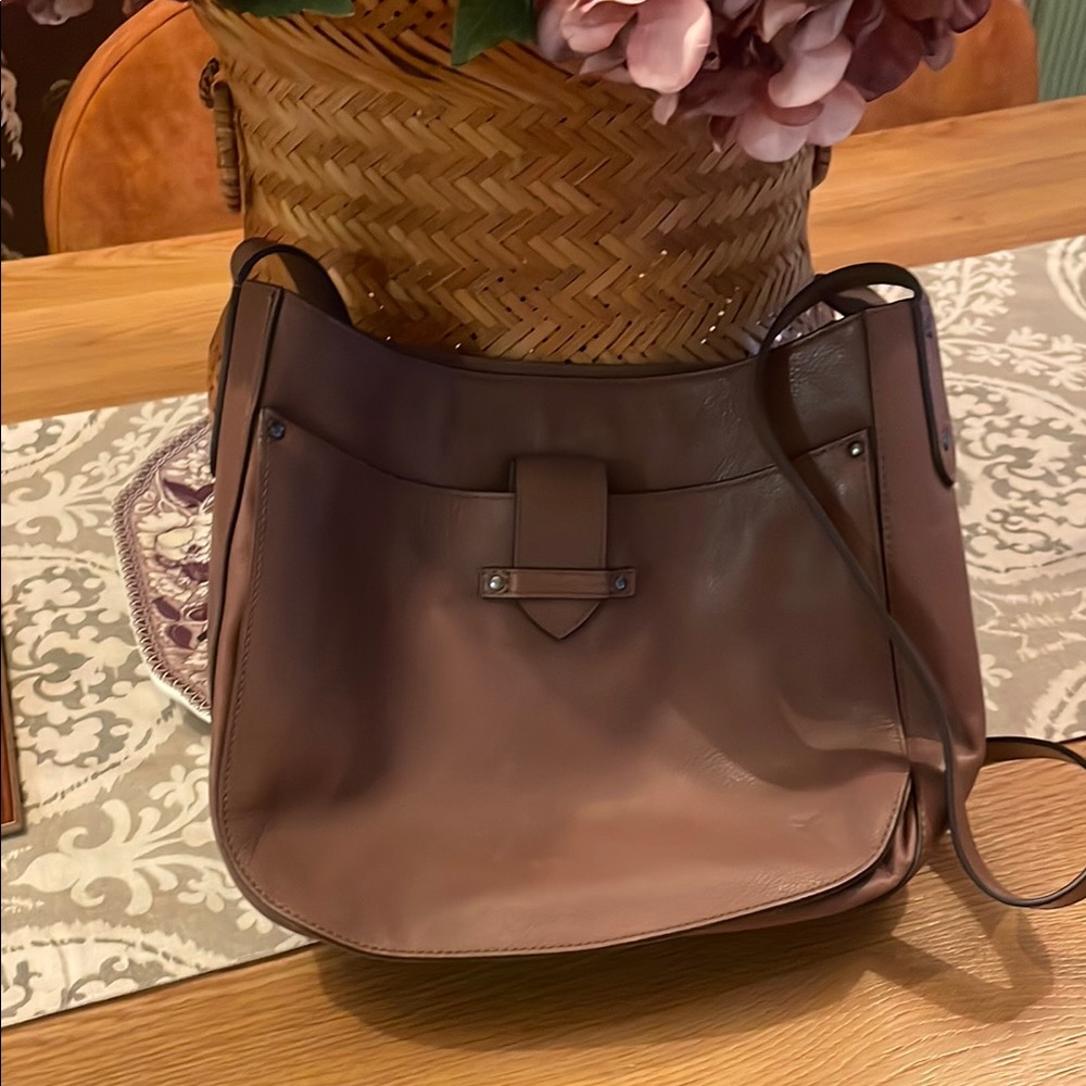 Leather Shoulder Bag in Mauve Brown - Unbranded